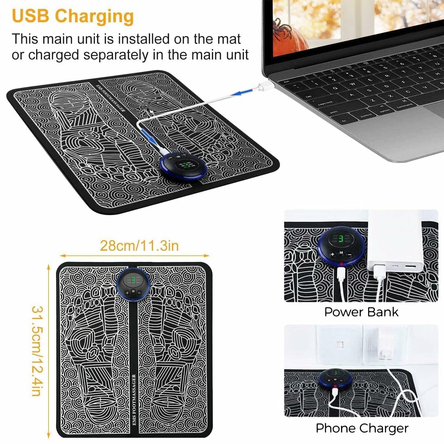 Electric EMS Massage Mat – 8 Mode & 16 Level Vibration Wireless Folding Muscle Stimulator for Feet, Legs & Full Body Pain Relief
