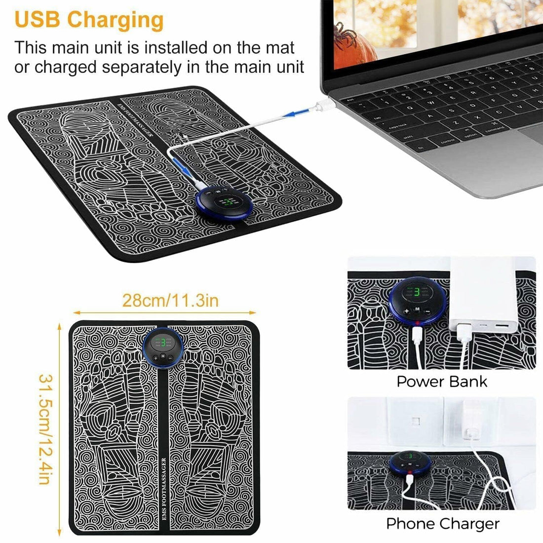 Electric EMS Massage Mat – 8 Mode & 16 Level Vibration Wireless Folding Muscle Stimulator for Feet, Legs & Full Body Pain Relief