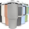 900ml Stainless Steel Insulated Tumbler with Handle & Straw | Double Wall Vacuum Travel Mug | Keeps Drinks Cold 17H & Hot 12H | Sky Blue