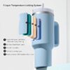 900ml Stainless Steel Insulated Tumbler with Handle & Straw | Double Wall Vacuum Travel Mug | Keeps Drinks Cold 17H & Hot 12H | Sky Blue