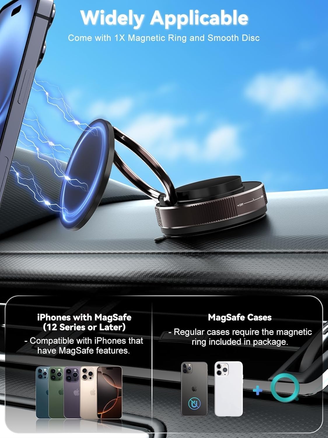 Magnetic Car Phone Mount | Hands-Free Suction Cup Mobile Holder for Car, Gym, Mirror & Shower | Universal Compatibility