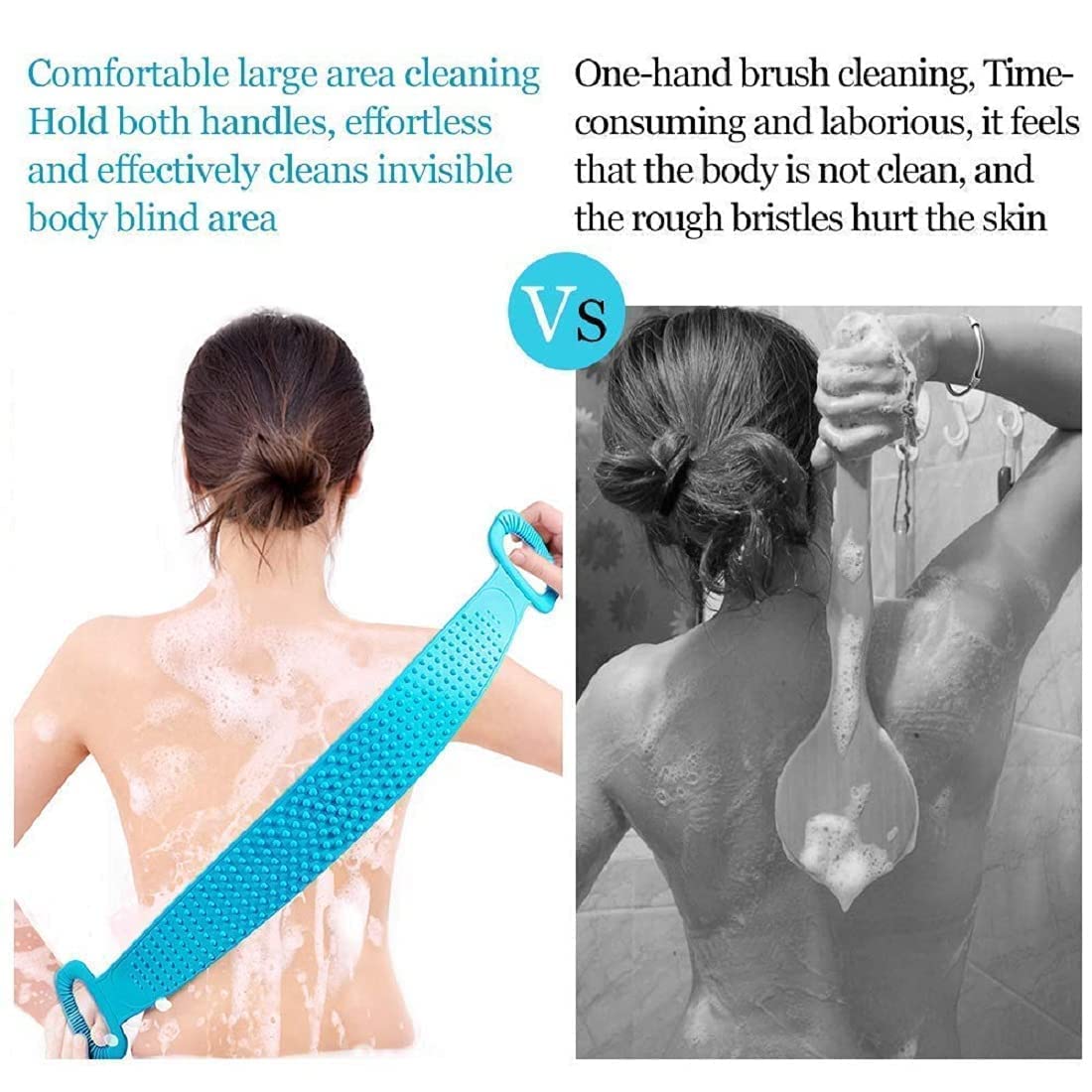 Body Scrubber Belt | Double-Sided Exfoliating Back Scrubber with Handles