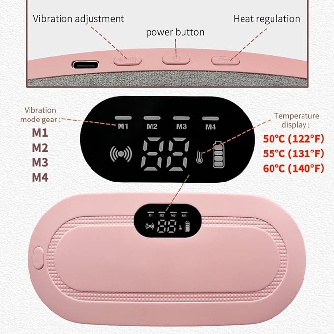 Period Pain Relief Heating Belt | Cordless, Rechargeable | 3 Heat + 4 Massage Modes