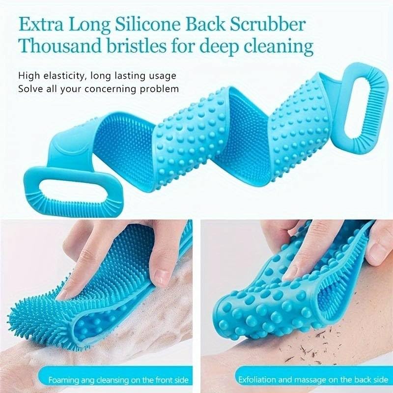Body Scrubber Belt | Double-Sided Exfoliating Back Scrubber with Handles
