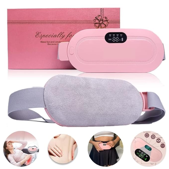Period Pain Relief Heating Belt | Cordless, Rechargeable | 3 Heat + 4 Massage Modes