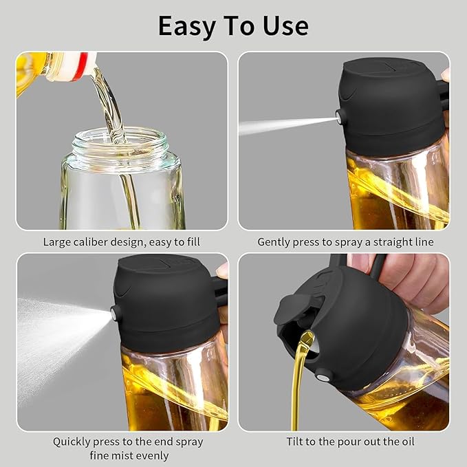 Premium Glass Oil Sprayer Bottle – Fine Mist Cooking Oil Dispenser (470ml)
