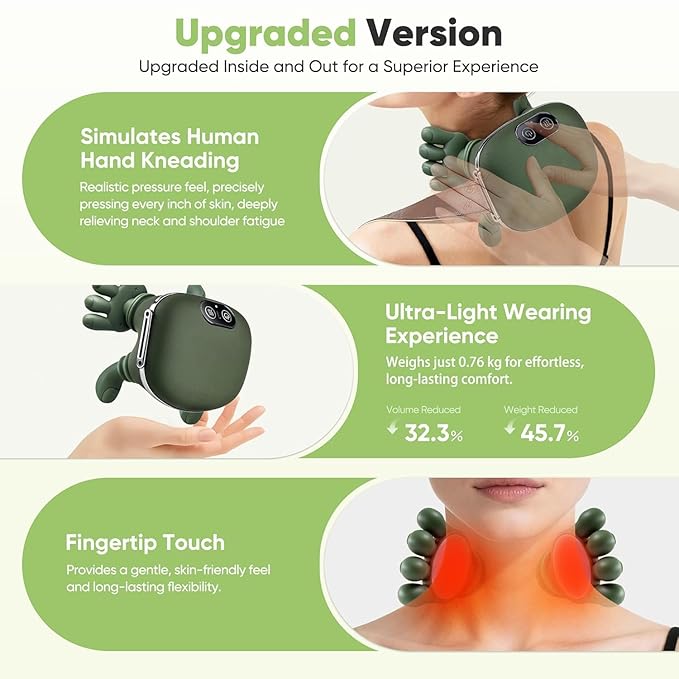Bionic Heated Neck & Back Massager | Wireless 4D Shiatsu Deep Tissue Massage Pillow with Heat Therapy