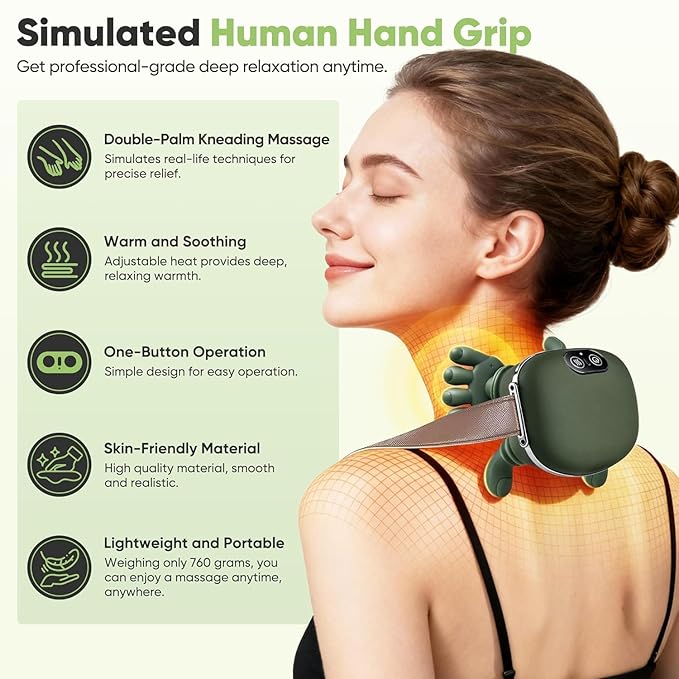 Bionic Heated Neck & Back Massager | Wireless 4D Shiatsu Deep Tissue Massage Pillow with Heat Therapy
