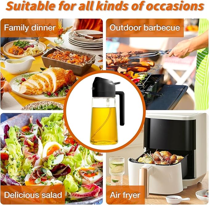Premium Glass Oil Sprayer Bottle – Fine Mist Cooking Oil Dispenser (470ml)