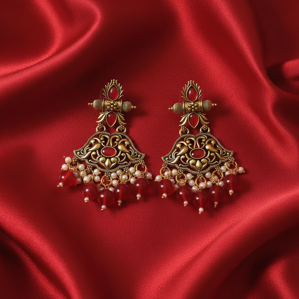 Antique Gold Earrings - Flat Lay