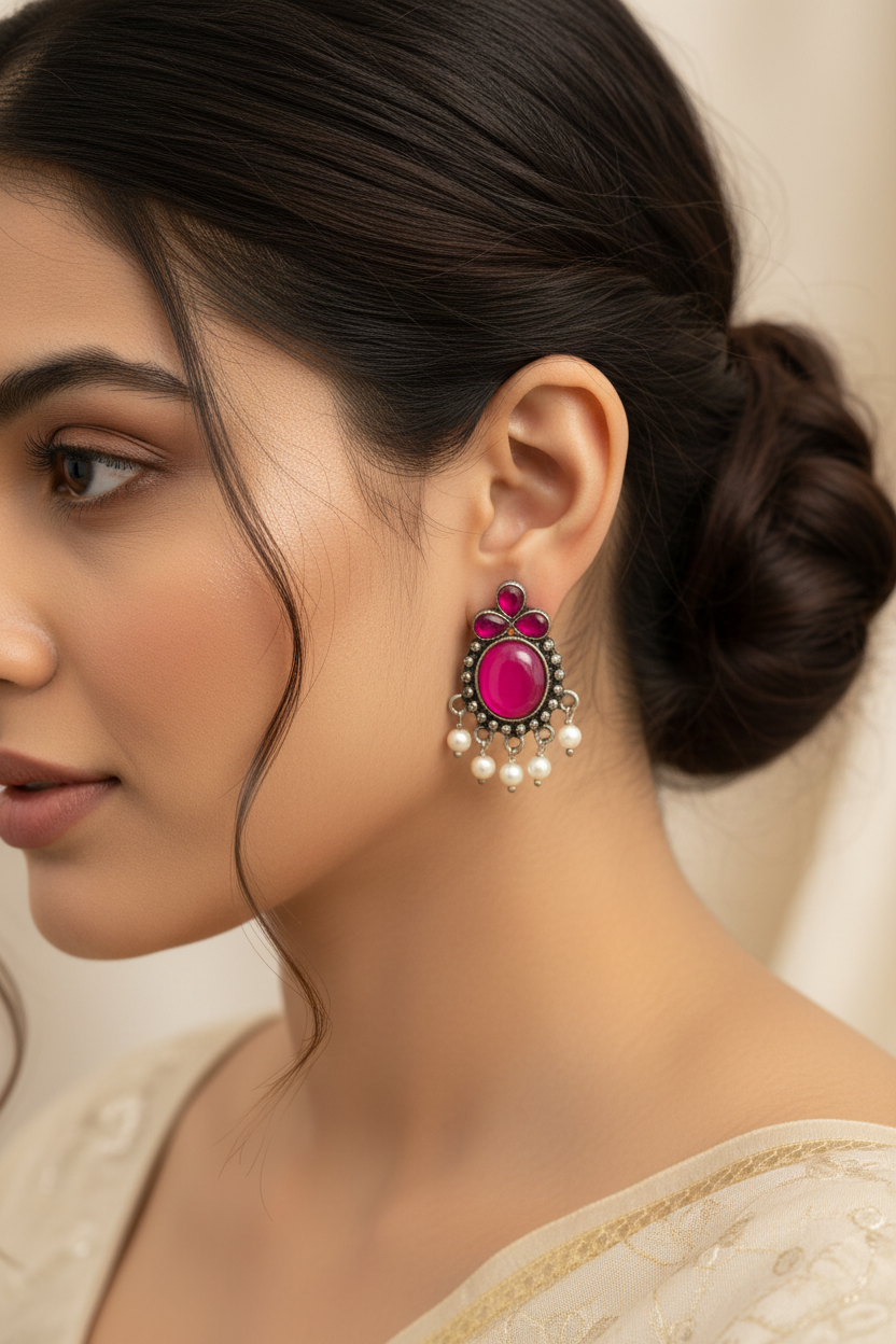 Pink Earrings Model